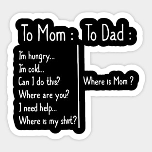 To Mom I’m hungry to Dad where is mom Sticker